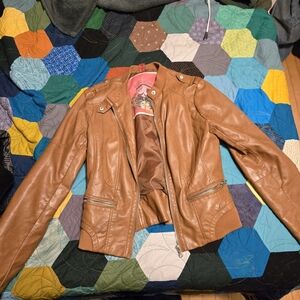 Brown Faux Leather Jacket